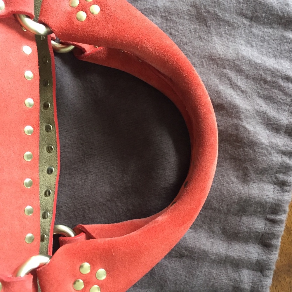 SOLD! Celine Boogie Coral Suede Gold Studded Bag - Picture 4 of 8